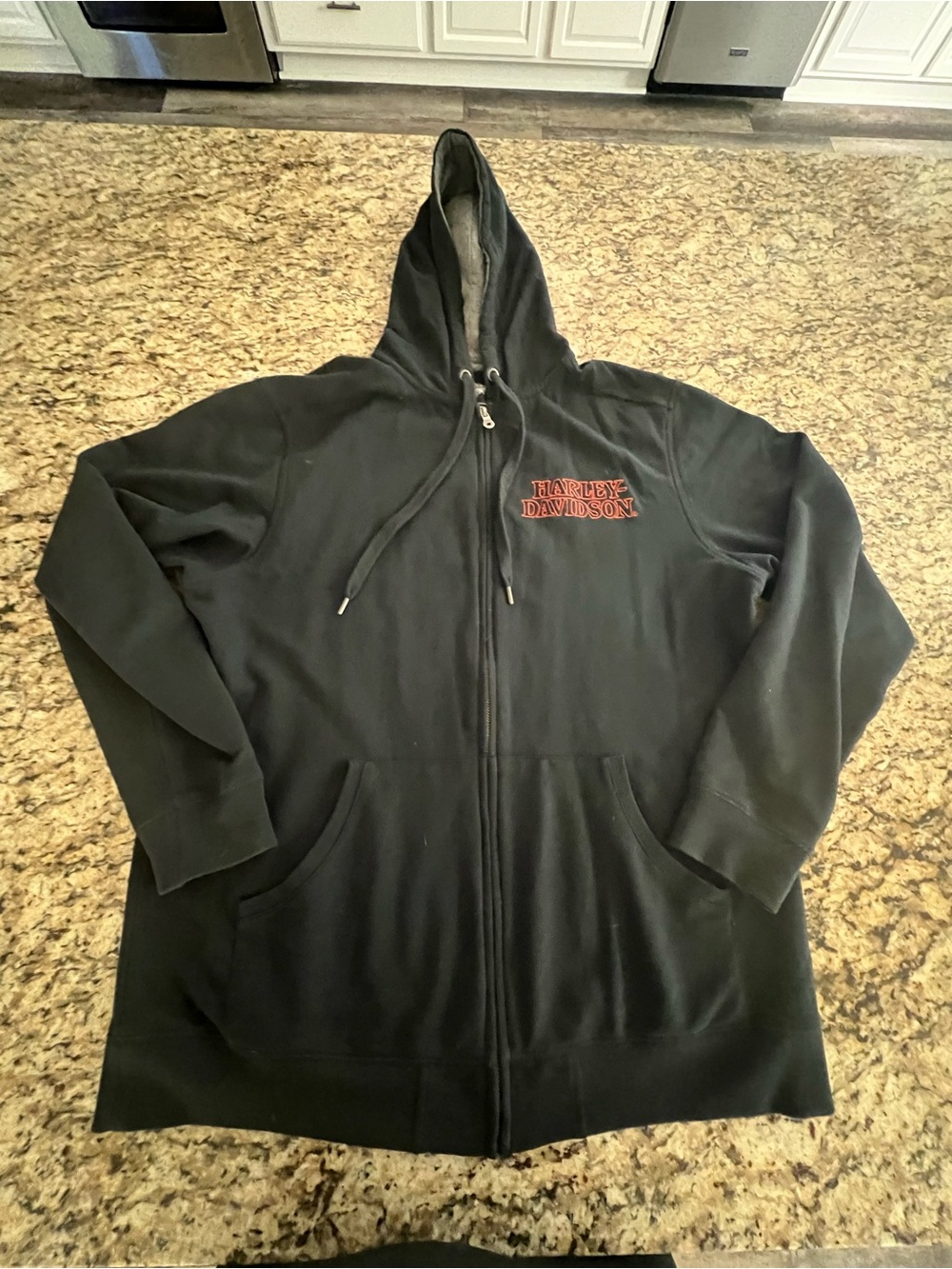 Harley-Davidson Black full Zip Hoodie with Orange lettering